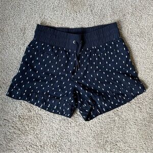 Athleta Navy Polka Dot Elastic Waist Shorts